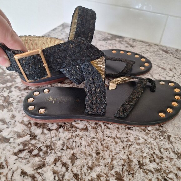 MATT BERNSON Gladiator Sandals Gold Brown Size 10 - Picture 2 of 8